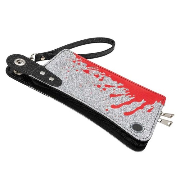 Bloody Cleaver Glitter Clutch Bag Horror Lovers Goth Wristlet Purse NWT - Picture 6 of 6